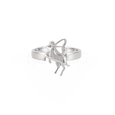 Non-Tarnish 304 Stainless Steel 12 Constellations/Zodiac Signs Open Cuff Ring for Women RJEW-S405-156P-C-1