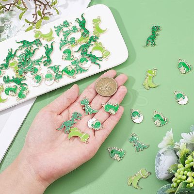 50Pcs 5 Style Alloy Enamel Pendants ENAM-NB0001-78-RS-1