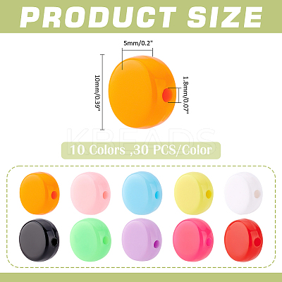 300Pcs 10 Colors Opaque Acrylic Beads MACR-ME0001-11-1
