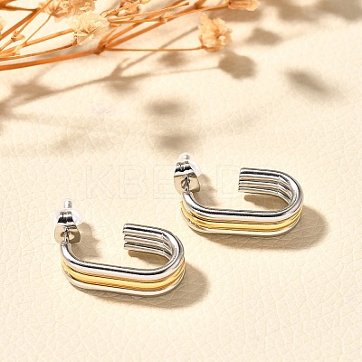 304 Stainless Steel Two Tone Stud Earrings EJEW-F355-05GP-04-1