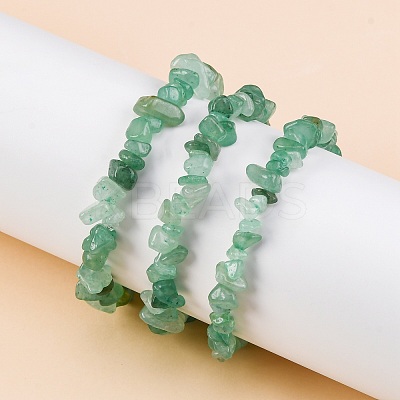 Natural Green Aventurine Chips Beaded Stretch Bracelet for Women PW-WG72437-03-1