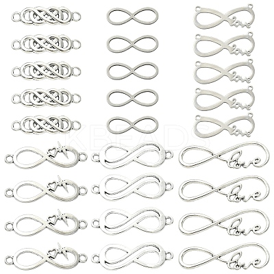 30Pcs 6 Styles 201 Stainless Steel & Alloy Connector Charms STAS-YW0003-10-1
