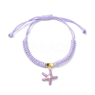 Starfish Shape Alloy Enamel Pendant Bracelets BJEW-JB09883-01-1