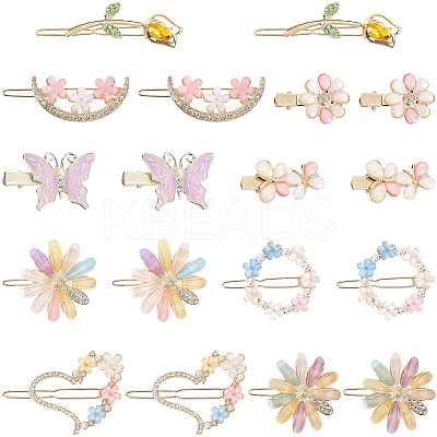 4 Bags 2 Styles Alloy & Resin Clip Hair Barrettes PHAR-SC0001-005-1