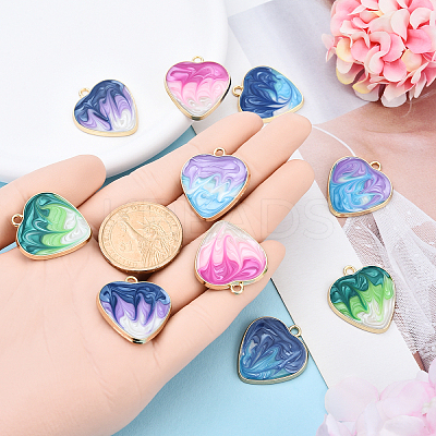 10Pcs 5 Colors Rack Plating Alloy Enamel Pendants ENAM-YW0004-60-1