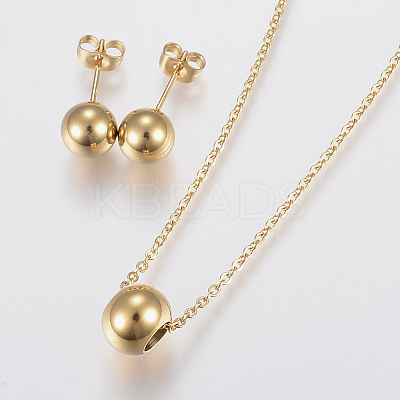 304 Stainless Steel Jewelry Sets SJEW-H122-03G-1