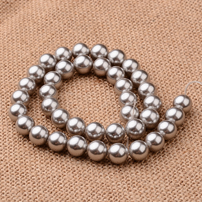 Polished Round Grade A Shell Pearl Bead Strands BSHE-M027-8mm-26-1