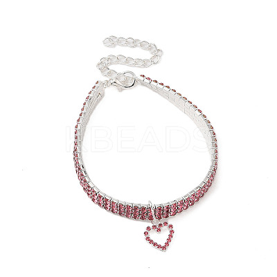 Adjustable 3-Row Iron Rhinestone Cup Chain Pet Collars AJEW-A054-01E-1