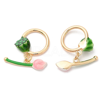 Brass Toggle Clasps with Green Enamel KK-K333-63G-1