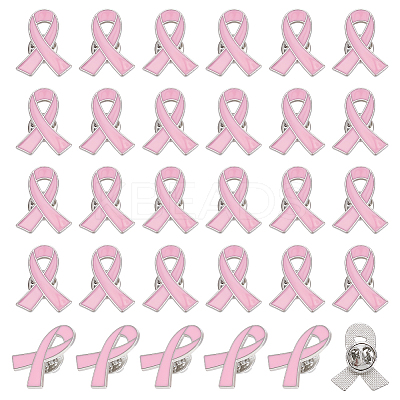 30Pcs AIDS/Breast Cancer Awareness Ribbon Enamel Pins JEWB-UN0001-07-1