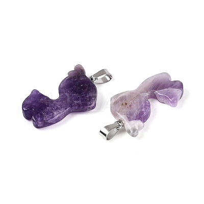 Natural Amethyst Pendants G-T144-11E-1