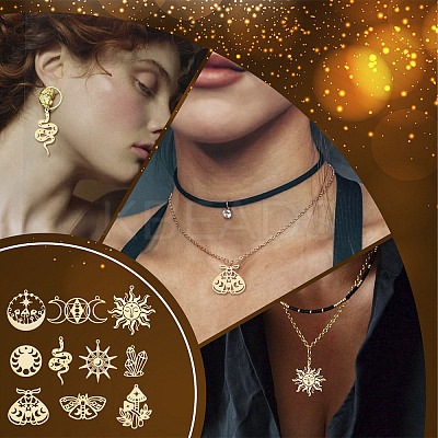 20Pcs 10 Style Ion Plating(IP) 201 & 304  Stainless Steel Pendants STAS-SC0004-74-1