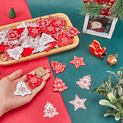 80Pcs 8 Styles Christmas Theme Wood Pendants WOOD-SC0001-81-1