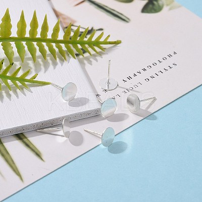 925 Sterling Silver Flat Pad Stud Earring Findings STER-K167-045F-S-1