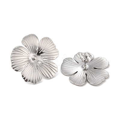 Non-Tarnish Flower 304 Stainless Steel Stud Earrings for Women EJEW-L272-031P-03-1