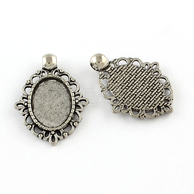 Tibetan Style Zinc Alloy Pendant Cabochons Settings TIBEP-R334-270AS-RS-1
