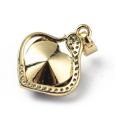 Real 18K Gold Plated Rack Plating Brass Micro Pave Clear Cubic Zirconia Pendants KK-C015-16G-16-1