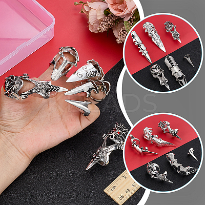 6Pcs 6 Styles Alloy Finger Rings RJEW-AR0001-07-1