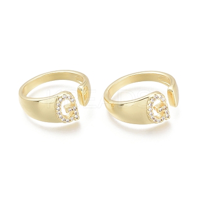 Brass Micro Pave Clear Cubic Zirconia Cuff Rings X-RJEW-F103-13G-G-1