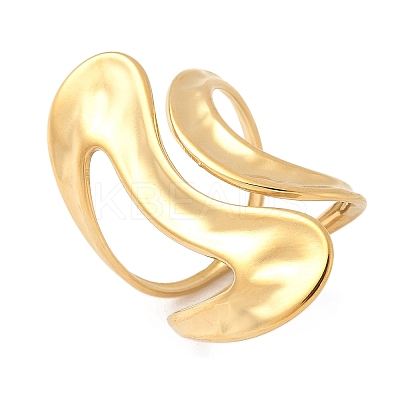 Ocean Themes 304 Stainless Steel Open Cuff Rings for Women RJEW-K293-02A-G-1