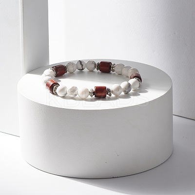 Natural Howlite Beaded Stretch Bracelet for Women or Men BJEW-JB07732-03-1