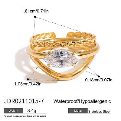 3Pcs 316 Surgical Stainless Steel with Clear Cubic Zirconia Finger Rings for Women FS-WG7760B-09-1