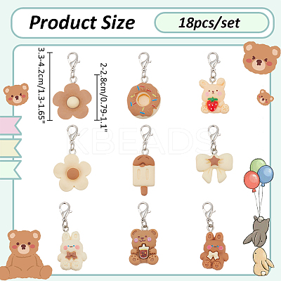 Flower/Ice Lolly/Bowknot Resin Pendant Locking Stitch Markers HJEW-AB00658-1