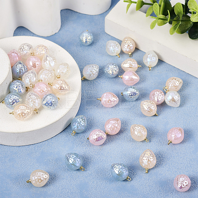 40Pcs 4 Colors Imitation Gemstone Acrylic Pendants SACR-TA0001-22-1