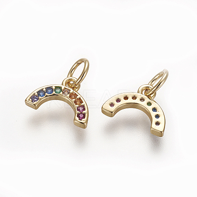Brass Cubic Zirconia Charms LS-ZIRC-E162-14G-1