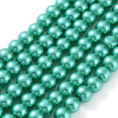 Baking Paint Pearlized Glass Pearl Round Bead Strands X-HY-Q330-8mm-29-1