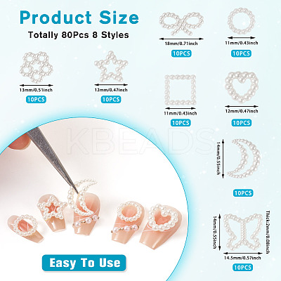 80Pcs 8 Styles Resin Imitation Pearl Cabochons RESI-TA0003-88-1