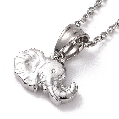Non-Tarnish 304 Stainless Steel Elephant Pendant Necklace for Women STAS-E154-26P-1