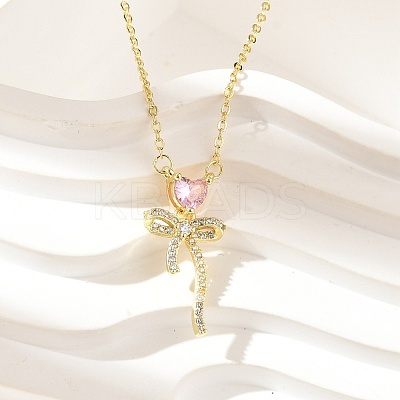 Brass Micro Pave Cubic Zirconia Pendant Necklaces NJEW-S441-03C-G-1