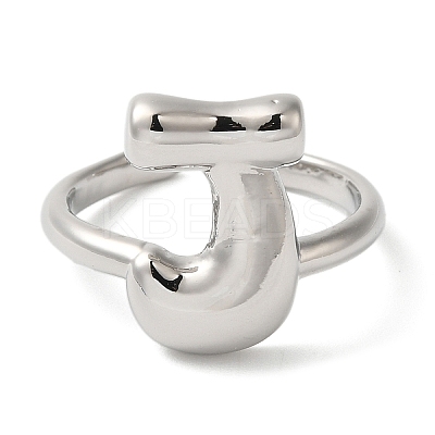 Initials Brass Open Cuff Ring for Women RJEW-N046-02J-P-1