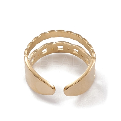 Ion Plating(IP) 304 Stainless Steel Cuff Rings RJEW-G285-82G-1