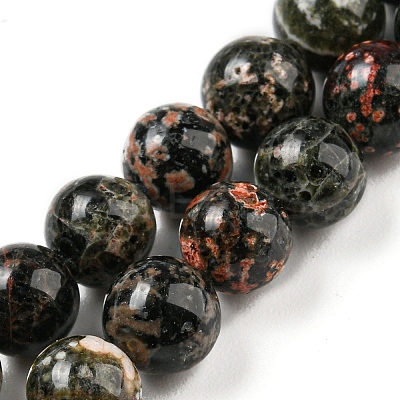Natural Red Snowflake Obsidian Round Beads Strands G-P503-6MM-06-1