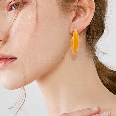 8 Pairs 8 Colors Acrylic Arch Stud Earrings EJEW-AN0003-38-1