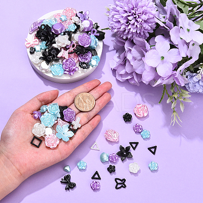 50G 5 Colors Acrylic Pearly Lustre Beads OACR-YW0002-62-1