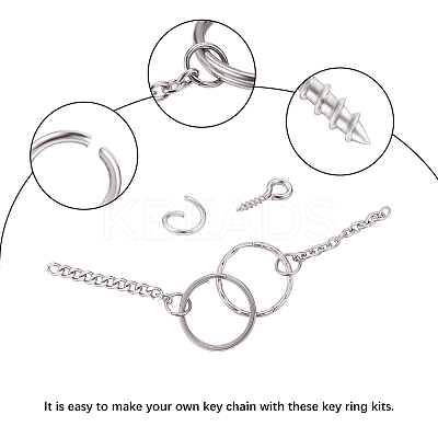 304 Stainless Steel Keychain Ring STAS-UN0003-23P-1