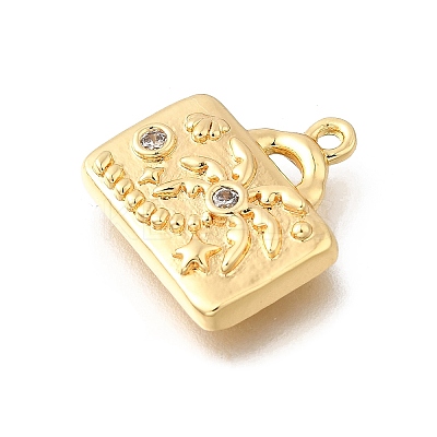 Brass Micro Pave Clear Cubic Zirconia Pendants KK-C096-16A-G-1
