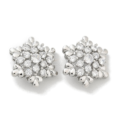 Rack Plating Brass Micro Pave Clear Cubic Zirconia Buttons KK-K293-11P-1
