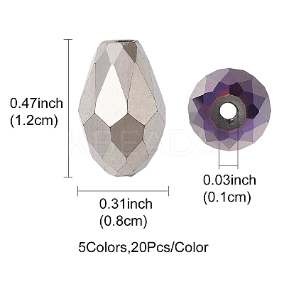 100Pcs 5 Colors Electroplate Glass Bead Strands EGLA-YW0001-62-1