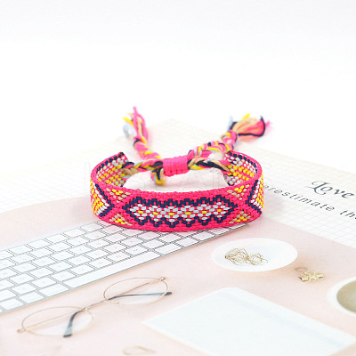Polyester Braided Rhombus Pattern Cord Bracelet FIND-PW0013-004A-01-1