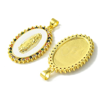 Real 18K Gold Plated Brass Micro Pave Cubic Zirconia Pendants KK-H472-11G-01-1