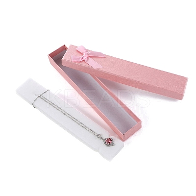 Rectangle Paper Necklace Boxes with Bowknot PW-WG89752-01-1