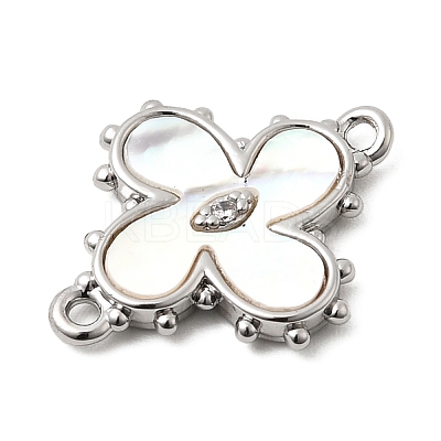 Brass Pave Clear Cubic Zirconia Flower Links Connector Charms KK-G553-03P-1