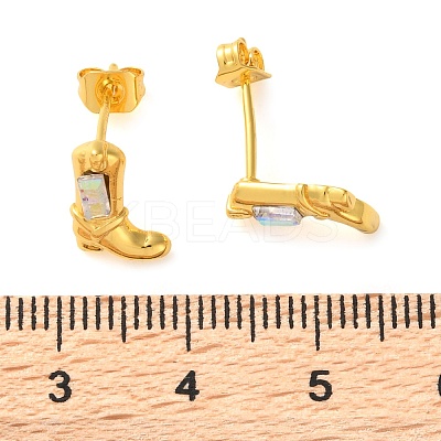 Brass Micro Pave Cubic Zirconia Stud Earrings For Women EJEW-B111-01G-01-1