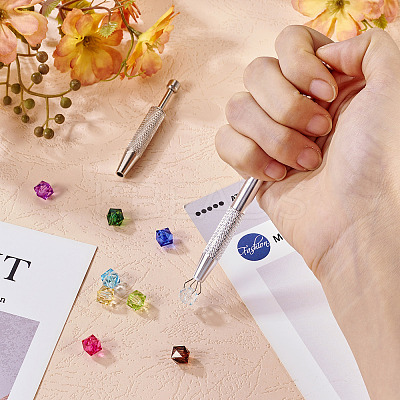 2Pcs 2 Styles Brass & Stainless Steel Rhinestones Claw Tweezers TOOL-TA0001-07-1