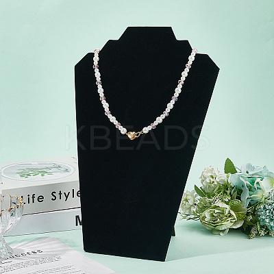 2-Slot Paperboard Covered with Lint Cloth Slant Back Bust Shaped Necklace Display Stands NDIS-WH20015-02A-1