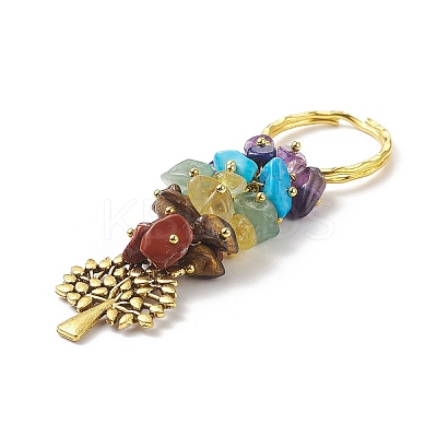 Chakra Natural Gemstone Chip Pendant Keychain KEYC-JKC00414-01-1